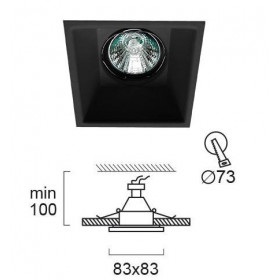 Σπότ Χωνευτό GU10 Μαύρο Σταθερό Rob 4183001 VIOKEF