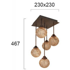Φωτιστικό Πεντάφωτο G9 Καφέ Με Χρυσό Γυαλί Sissy 4192600 VIOKEF