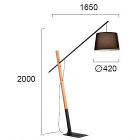 Φωτιστικό Δαπέδου E27 Μαύρο Και Ξύλο Crane 4204100 VIOKEF