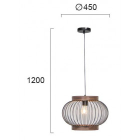 Φωτιστικό Μονόφωτο E27 Μαύρο Και Ξύλο Darling 4212000 VIOKEF