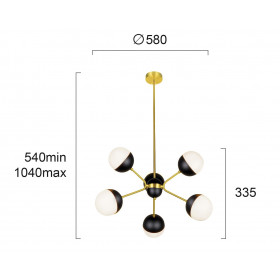 Φωτιστικό Εξάφωτο G9 Μαύρο Και Χρυσό Orbit 4221900 VIOKEF