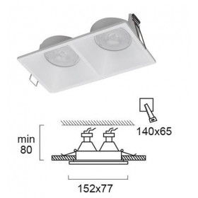 Σπότ Χωνευτό Δίφωτο GU10 Λευκό Σταθερό Fino 4225100 VIOKEF