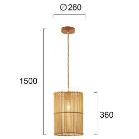 Φωτιστικό Μονόφωτο E27 Ρατάν Και Ξύλο Leta 4228100 VIOKEF