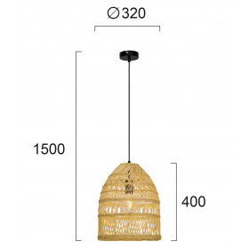 Φωτιστικό Μονόφωτο E27 Μαύρο Και Φυσικό Anteo 4228300 VIOKEF