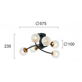 Φωτιστικό Εξάφωτο G9 Μαύρο Και Διάφανο 4239500 VIOKEF