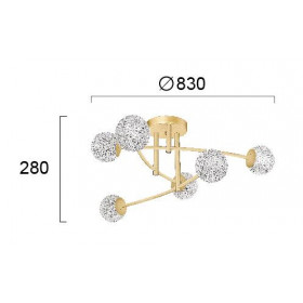 Φωτιστικό Εξάφωτο G9 Χρυσό Και Διάφανο Diamond 4267300 VIOKEF