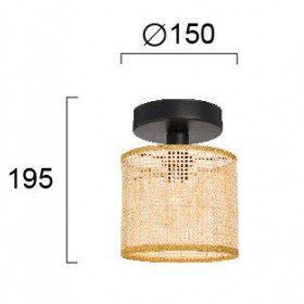 Φωτιστικό Μονόφωτο E14 Μαύρο Και Φυσικό Erica 4274900 VIOKEF