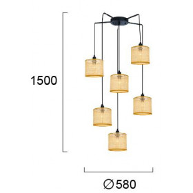 Φωτιστικό Εξάφωτο E27 Φυσικό Erica 4275000 VIOKEF