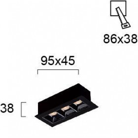 Σπότ Χωνευτό Τρίφωτο LED 7W 3000K Μαύρο Σταθερό Aden 4281700 VIOKEF