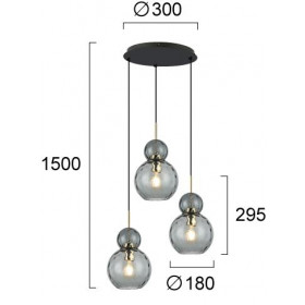 Φωτιστικό Τρίφωτο E27 Χρυσό Και Φυμέ Firenze 4294500 VIOKEF