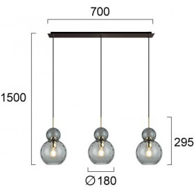 Φωτιστικό Τρίφωτο E27 Χρυσό Και Φυμέ Firenze 4294600 VIOKEF