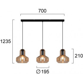 Φωτιστικό Τρίφωτο E27 Μαύρο Και Μελί Mandy 4295900 VIOKEF