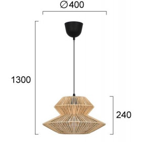 Φωτιστικό Μονόφωτο E27 Μαύρο Και Φυσικό Bali 4296300 VIOKEF