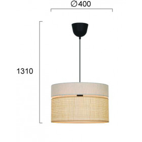 Φωτιστικό Μονόφωτο E27 Μαύρο Και Φυσικό Andaman 4296500 VIOKEF