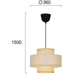 Φωτιστικό Μονόφωτο E27 Μαύρο Και Φυσικό Andaman 4296600 VIOKEF