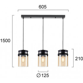 Φωτιστικό Τρίφωτο E27 Μαύρο Και Μελί Betty 4304900 VIOKEF