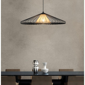 Φωτιστικό Μονόφωτο E27 Μαύρο Και Φυσικό Mona 4306600 VIOKEF