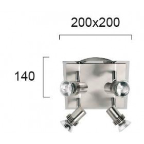 Σπότ Οροφής Τετράφωτο GU10 Νίκελ Μάτ Cha-Cha 462000 VIOKEF