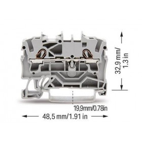 Κλέμμα Ράγας 2.5mm² Γκρί ExeII 2002-1201 WAGO