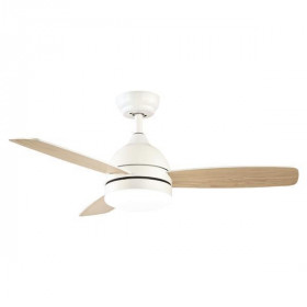 Ανεμιστήρας Οροφής 60W D107 Με Φώς LED Και Τηλεχειριστήριο Λευκό Και Ξύλο EUROLAMP