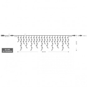 Βροχή Με 100 Λευκά LED Ασύμμετρη Διάφανο Καλώδιο Επεκτάσιμη