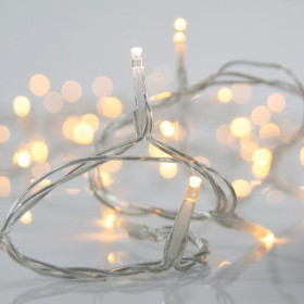 Βροχή Με 360 Θερμά Και Λευκά LED Συμμετρική Διάφανο Καλώδιο Επεκτάσιμη