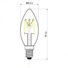 Λάμπα LED Κερί 2.3W 2000k E14 Filament Dimmable Amber SYLVANIA