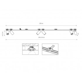 Σπότ Χωνευτό Εξάφωτο GU10 Μαύρο Κινητό Mono 7837 NOWODVORSKI