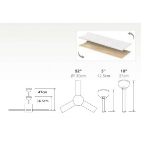 Ανεμιστήρας Οροφής 70W D130 Με Φως LED Και WiFi Και Τηλεχειριστήριο Λευκό Και Ξύλο Bora LINEME