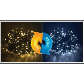 Σειρά Με 300 Λαμπάκια LED Θερμά-Ψυχρά Πράσινο Καλώδιο Με Πρόγραμμα