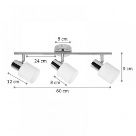 Σποτ Οροφής Τρίφωτο E14 Νίκελ Και Λευκό 9065-3 INLIGHT