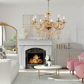 Φωτιστικό Εξάφωτο E14 Μελί Και Κρύσταλλο 5314-6 INLIGHT