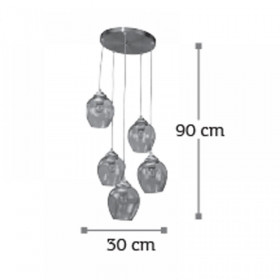 Φωτιστικό Πεντάφωτο E27 Νίκελ Και Διάφανο 4474-5-NM INLIGHT