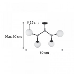 Φωτιστικό Τετράφωτο E27 Μαύρο Και Νίκελ 6167-4-NM INLIGHT
