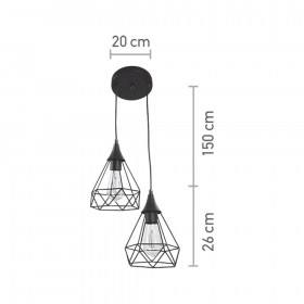 Φωτιστικό Δίφωτο E27 Μαύρο 4024-2-BL INLIGHT