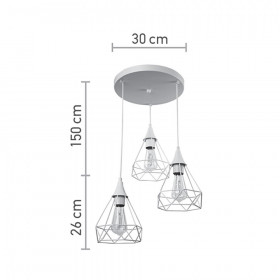 Φωτιστικό Τρίφωτο E27 Λευκό 4024-3-WH INLIGHT