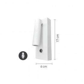 Σποτ Επίτοιχο LED 3W 3000K Λευκό Με USB 43037-WH INLIGHT