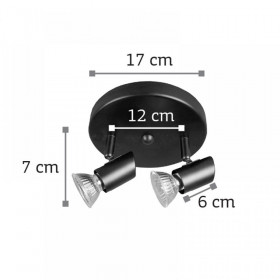 Σποτ Οροφής Δίφωτο GU10 Μαύρο 9077-2 INLIGHT