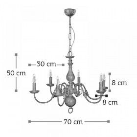 Φωτιστικό Εξάφωτο Ε14 Λευκό Πατίνα 5311-6 INLIGHT