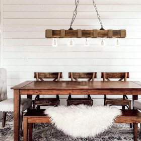 Φωτιστικό Πεντάφωτο Ε27 Μαύρο Και Ξύλο 5318-5 INLIGHT