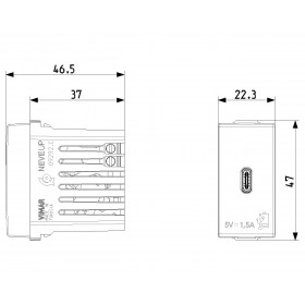 Πρίζα Φόρτισης USB TypeC 1 Στοιχείου Carbon Ματ Neve 09292.C.CM VIMAR