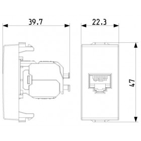 Πριζα Δικτύου RJ45 Cat.6 UTP 1 Στοιχείου Carbon Ματ Neve 09338.6.CM VIMAR