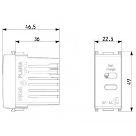 Πρίζα Φόρτισης USB Διπλή TypeC+C 1 Στοιχείου Λευκό Plana 14292.CC VIMAR