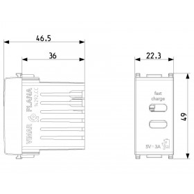 Πρίζα Φόρτισης USB Διπλή TypeC+C 1 Στοιχείου Ασημί Plana 14292.CC.SL VIMAR