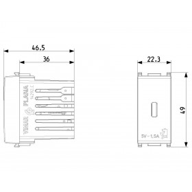 Πρίζα Φόρτισης USB TypeC 1 Στοιχείου Ασημί Plana 14292.C.SL VIMAR