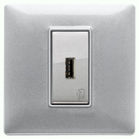 Πρίζα Φόρτισης USB TypeA 1 Στοιχείου Ασημί Plana 14292.SL VIMAR