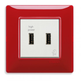 Πρίζα Φόρτισης USB Διπλή TypeA+A 2 Στοιχείων Λευκό Plana 14295 VIMAR