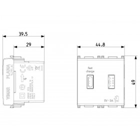Πρίζα Φόρτισης USB Διπλή TypeA+C 2 Στοιχείων Λευκό Plana 14295.AC VIMAR