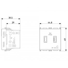 Πρίζα Φόρτισης USB Διπλή TypeC+C 2 Στοιχείων Ασημί Plana 14295.CC.SL VIMAR