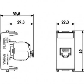 Πριζα Δικτύου RJ45 Cat.6 UTP 1 Στοιχείου Ασημί Plana 14339.13.SL VIMAR